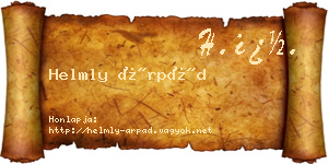 Helmly Árpád névjegykártya